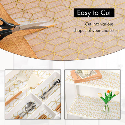 Cooyes Shelf and Drawer Liners for Kitchen Cabinets, Non Adhesive Cabinet Liner, EVA Waterproof Durable Non-Slip Drawer Mats for Shelves, Fridge, Storage, Kitchen Cupboards – Modern Pattern