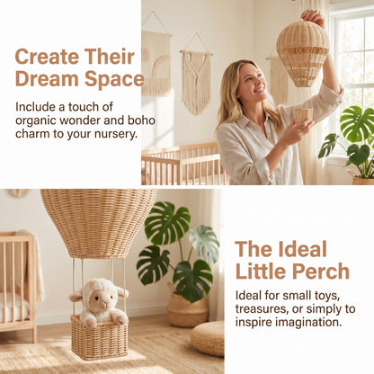Alipis Natural Rattan Woven Hot Air Balloon Decor Delicate Kids Room Rattan Craft