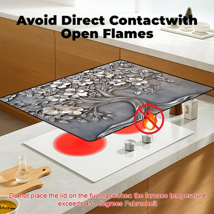 BSFHH Heat-Resistant Glass Stove Top Cover with Anti-Slip Rubber Coating – Electric Stove Protector, Scratch-Resistant, Expands Counter Space, Stylish Kitchen Decor (Tree)