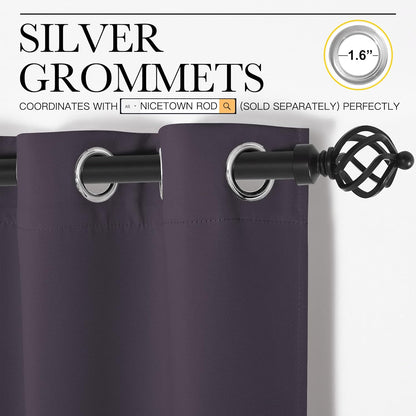 NICETOWN Greyish Purple Blackout Curtains - Thermal Insulated Drapes for Office | 68" Length, 42" Wide, 2 Panels