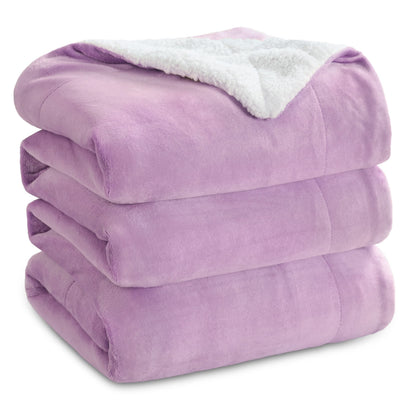 Bedsure GentleSoft Sherpa Fleece Blankets Queen Size for Bed - Thick and Warm, Soft Fuzzy Plush Queen Blanket for Winter, Grey, 90x90 Inches