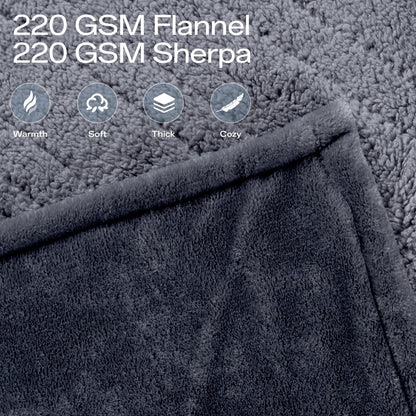 Heated Blanket Twin, Electric Blanket Soft Sherpa Flannel, 10 Hours Auto Shut-off & 8 Fast Heating Levels, Machine Washable ETL Certified, Heating Blanket for Bed & Sofa (62x84 inches, Gray)