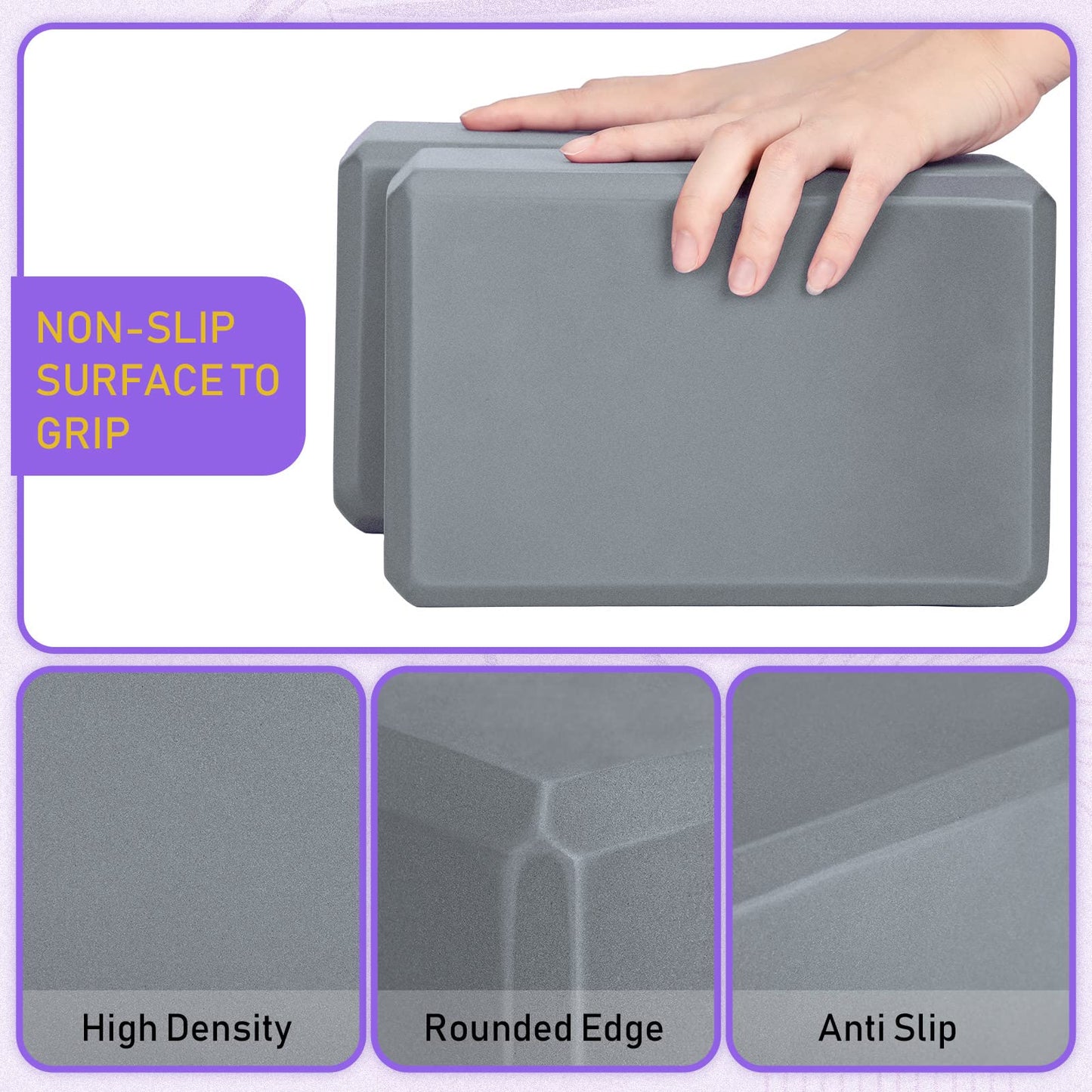 Wettarn 6 Pack Yoga Blocks 9 x 6 x 4 Inch Eva Foam Lightweight Non Slip Yoga Props for Yoga Pilates Stretching Meditation