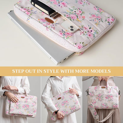 Maison d'Hermine Laptop Sleeve case Upto 13.5 inch Stain and Water Repellent Cotton Canvas Easter Gifts - Sweet Rose Lavender