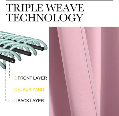 NICETOWN Blackout Curtain Panels - Thermal Insulated Grommet Drapes for Basement | Crystal Pink, 34x54" (1 Pair)