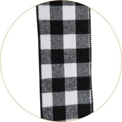Regine Switzerland Christmas Tree Topper - Large Black and White Plaid Bow | 48x13 Inches Decorative Accent