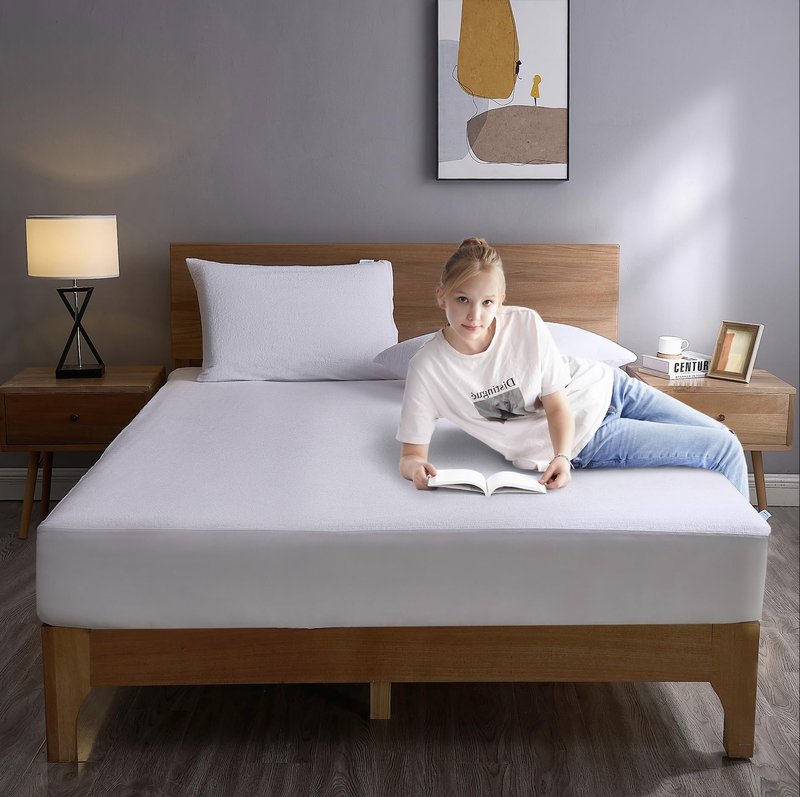 ProtectMySleep® Cotton Terry Mattress Protector - 5-Sided, 100% Waterproof, Hypoallergenic Mattress Cover (Queen)