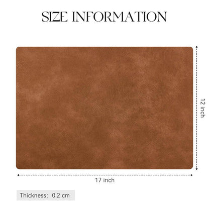 MOSAYT Vinyl Placemats Set of 6-12 X 17 Inch - Faux Leather 100% Waterproof Oil-Proof Wipeable PU Place Mats, Heat Resistant Reversible Table Mats for Kitchen, Dining, Outdoor (Reddish Brown)