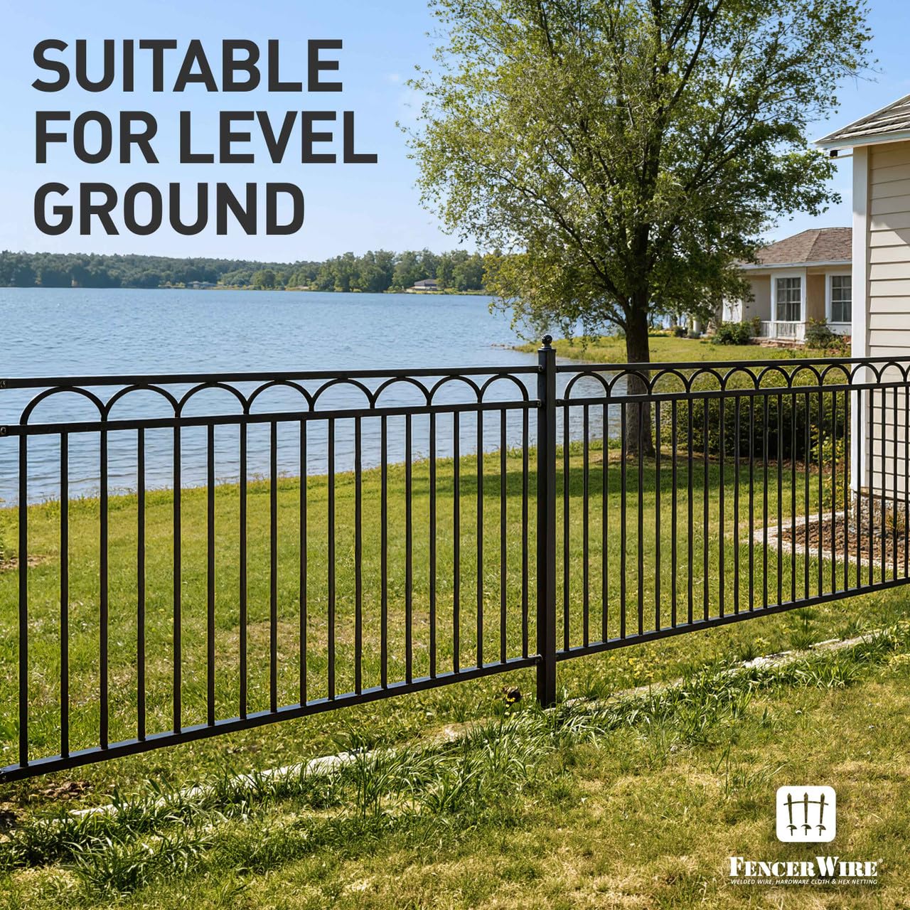 Fencer Wire 104FT Heavy Duty Arc Fence Barrier Kit, Anti-Rust Metal Steel Fence with 6FT Height X 5FT Width Panels, Gate, Posts, Connectors, Diameter Outdoor Fencing for Yard, Pool, Patio