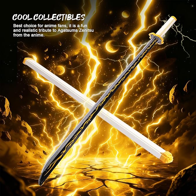 Jorumo Swords Building Set 39in Zenitsu Sword Building Block with Scabbard and Stand Katana Gift for Boy 956 Pcs