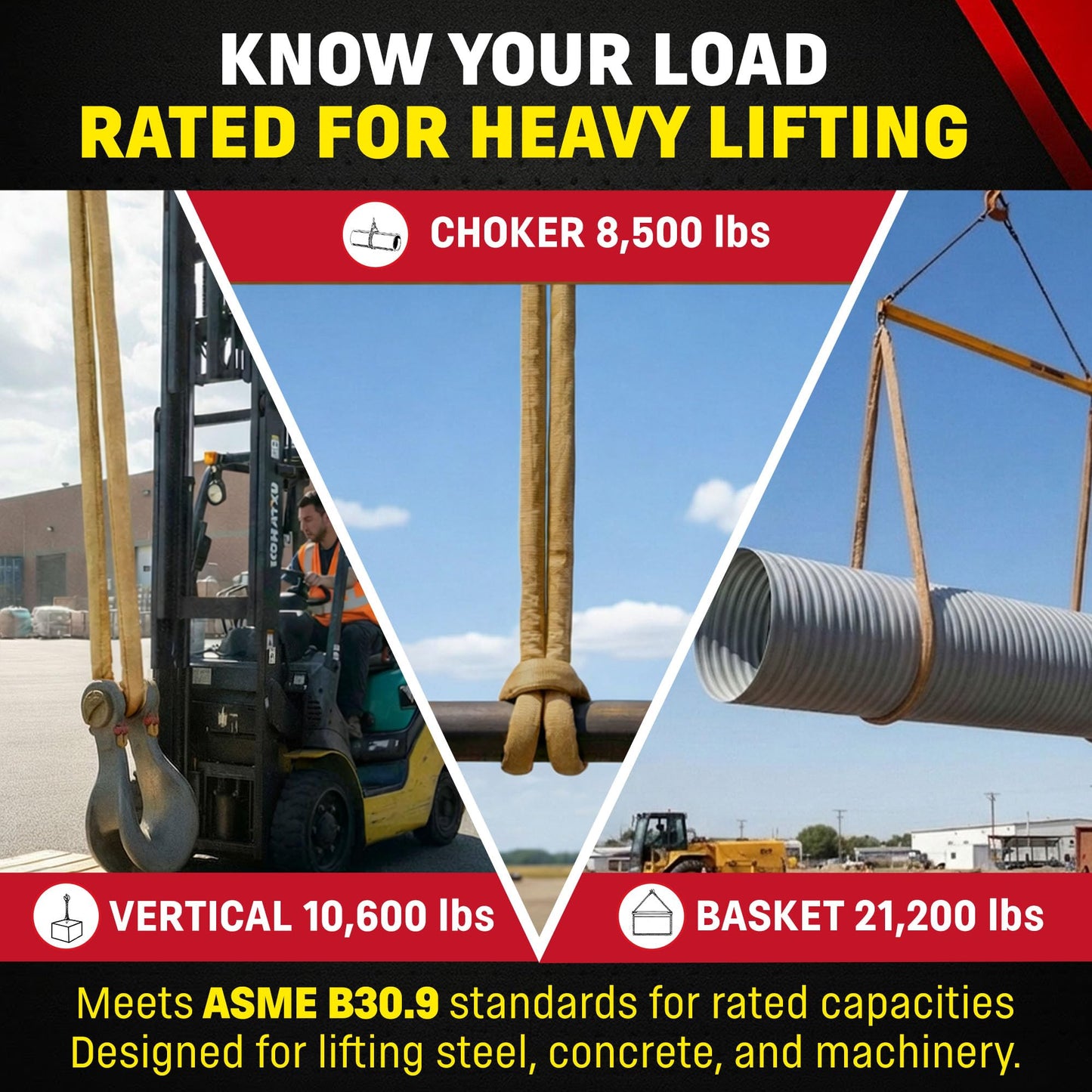 Chenango Supply VR4 10 Foot Endless Round Lifting Sling – USA Made Polyester, 10,600 lb Vertical, 8,500 lb Choker, 21,200 lb Basket – Double-Ply Cover, Tan Poly Round Rigging Sling (10 FT)