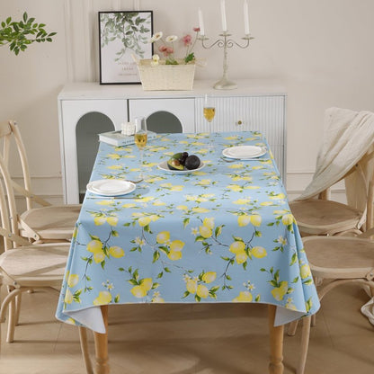 Walrus Heavy Duty Vinyl Tablecloth with Flannel Backing Waterproof Oil-Proof Plastic Table Cloth Stain-Resistant Wipeable Rectangle or Square Table Cover for Indoor and Outdoor (Lemon, 60x84 Inch)
