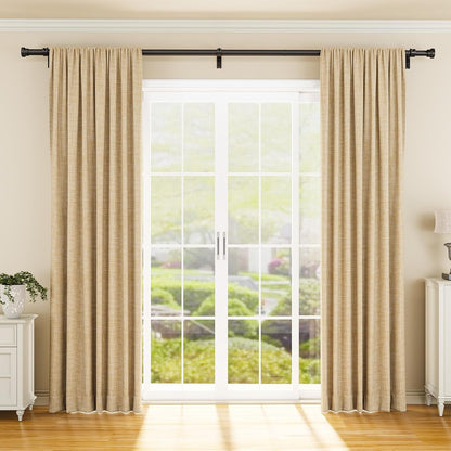 YaFex Curtain Rods - Heavy Duty 1 Inch Adjustable Window Treatment Rods | 32-144 Inch, Black, Modern Design