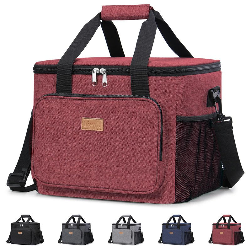 Lifewit Large Lunch Bag, Insulated Lunch Box, Soft Cooler Cooling Tote for Adult Men Women, Burgundy 40-Can (24L)
