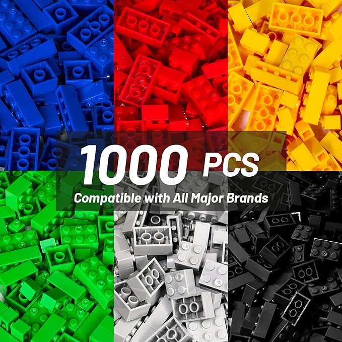1000 Piece Building Bricks Set Classic Creative MOC Bricks Starter Set Accessories Compatible with All Major Brands Parts and Pieces Building Toys Sets for Boys &amp Girls 4 5 6 7+