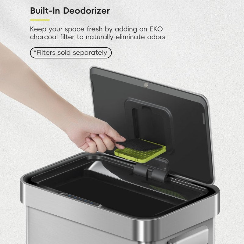 EKO Deluxe Mirage-T 13.21 Gallon Sensor Trash Can Replacement Lid – Matte Stainless Steel, Compatible with Mirage-T EK9278T & Deluxe Mirage-T EK9378T