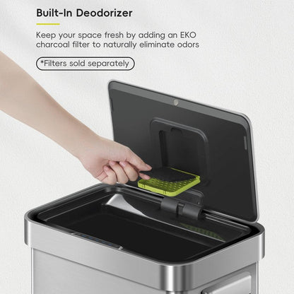 EKO Deluxe Mirage-T 13.21 Gallon Sensor Trash Can Replacement Lid – Matte Stainless Steel, Compatible with Mirage-T EK9278T & Deluxe Mirage-T EK9378T