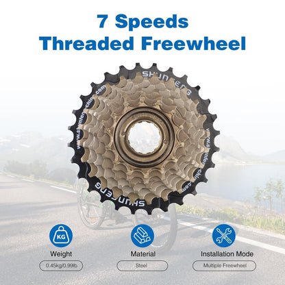 WEEROCK Bike Freewheel 7 Speeds, 14-28T Threaded Freewheel Screw On Bicycle Replement Part for MTB, Cruiser Bicycle
