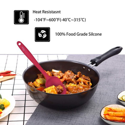 HOTEC Heat Resistant 600℉ BPA-Free Silicone Rubber Spatula Set, Kithchen Cooking Spatulas, Baking, Mixing, for Non Stick Cookware, Dishwasher Safe, Red Set of 5