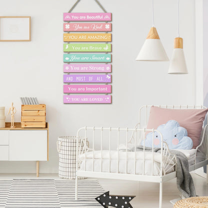 UBTKEY Girls Room Wall Decor, Set of 9 Pieces Wall Decor for Girls Bedroom Teen Girl, Inspirational Wall Art Hanging Plaque for Kids Baby Girl Nursery Wall Decortaions