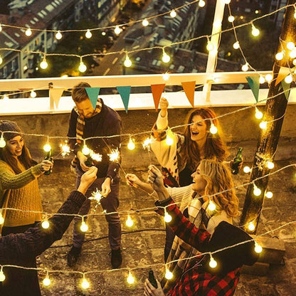 RaThun 49.2ft Globe String Lights with 16ft Extended Lead & Stable Remote - 100 LED Warm White, 8 Distinct Modes, IP44 Waterproof, UL Certified, Linkable for Indoor Outdoor Wedding Party Decor