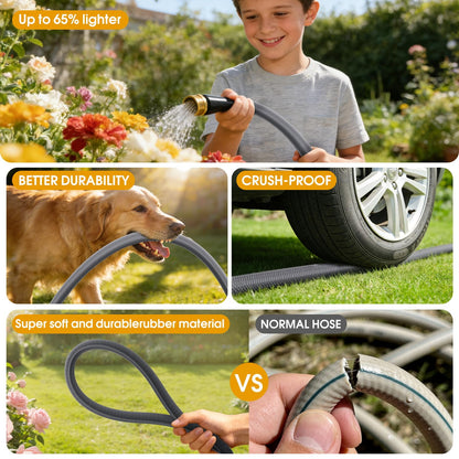GUKOK Garden Hose 75 FT, Non-Expanding Water Hose, Ultra-Light & Flexible, Burst-Resistant, Kink-Free, High-Pressure Garden Hose All-Weather Use for Lawns, Gardens, and Outdoor Cleaning