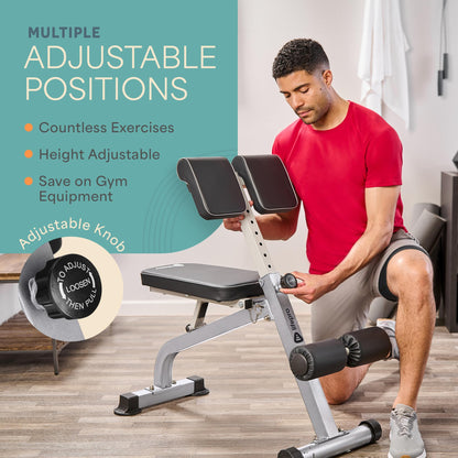 Lifepro SculptTrainer Roman Chair – Hyperextension Bench for Strength Training – Adjustable Back Extension Machine, Ab Bench & Foldable Sit-Up Bench for Athletes, Core Work & Home Gym Workouts