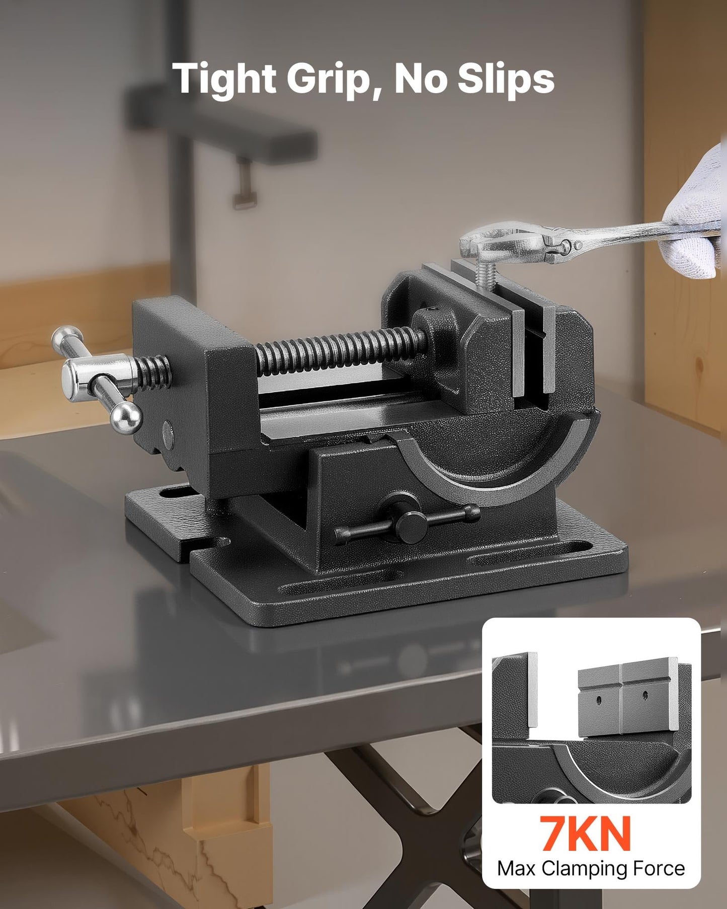 VEVOR Tilting Vise, 4.25 Inch Jaw Width, Portable Drill Press Bench Vise, 0–90° Adjustable Tilt, Durable Cast Iron Construction, Workbench Vice for Woodworking, for Benchtops and Drill Presses, Black