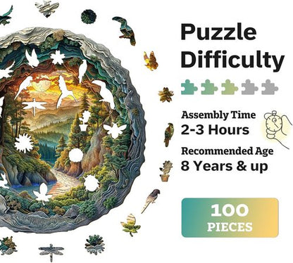 Jigfoxy 3D Wooden Puzzle for Adults - Unique Animal Shape Jigsaw | 100 Pieces, 8.5 x 8.4 in