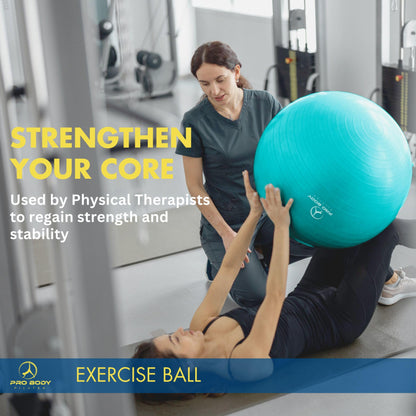 ProBody Pilates Exercise Ball - Multiple Sizes Gym Grade Balance Ball for Fitness, Yoga, Workout, Pregnancy & Physical Therapy
