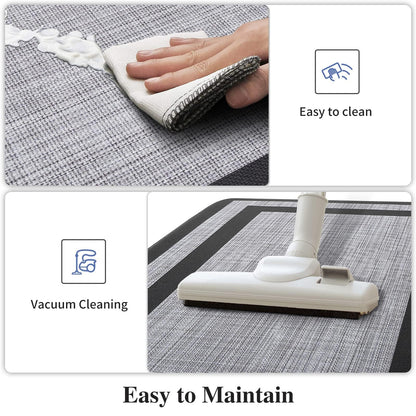 Mattitude Kitchen Mats Set of 2，Cushioned Anti-Fatigue Non-Skid Rug Sets Ergonomic Comfort Standing Mat for Kitchen, Floor, Office, Sink, Laundry, Black and Gray