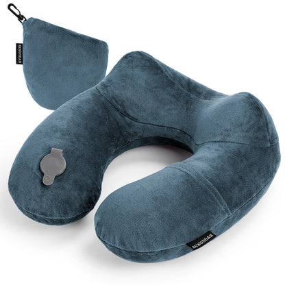 Rewondah Inflatable Travel Pillow for Sleeping Airplane - Inflatable Neck Pillow for Traveling on Plane with Washable Cover, Blow up Neck Travel Pillow for Airplanes, Cars - Portable and Comfortable