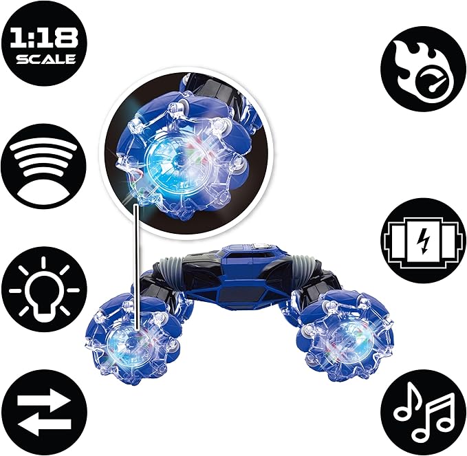 LEXiBOOK Extreme Crosslander Off-Road Remote Control car up to 12km/h Light Effects Remote Control &amp Gesture Control Bracelet Included Music Rechargeable RC50