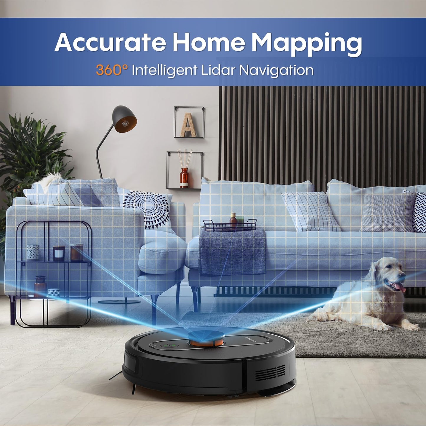 eitton Robot Vacuum and Mop Combo, 6000Pa Strong Suction, LiDAR Navigation, Self-Emptying Dock,90-Day Hands-Free,Smart Mapping,WiFi/App/Alexa,Robotic Vacuum for Pet Hair, Dust, Hard Floors and Carpets