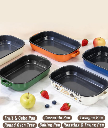 Skiennix Casserole Dishes Set - 6-Pack Oven Lasagna Pans with Handles & Racks | 14 & 17 Inch Non-Stick Bakeware