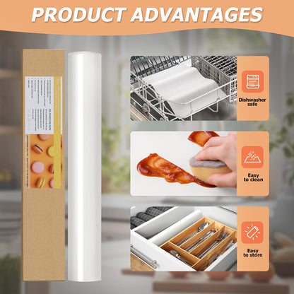 MMmat Silicone Baking Mat Roll, Non-Stick Heat Resistant Food Grade Baking Mats, Non-Slip Reusable Air Fryer Linner, Freeze Dryer Mat, Counter Mat, Oven Liner, Refrigerator Liners - 12IN x 8FT