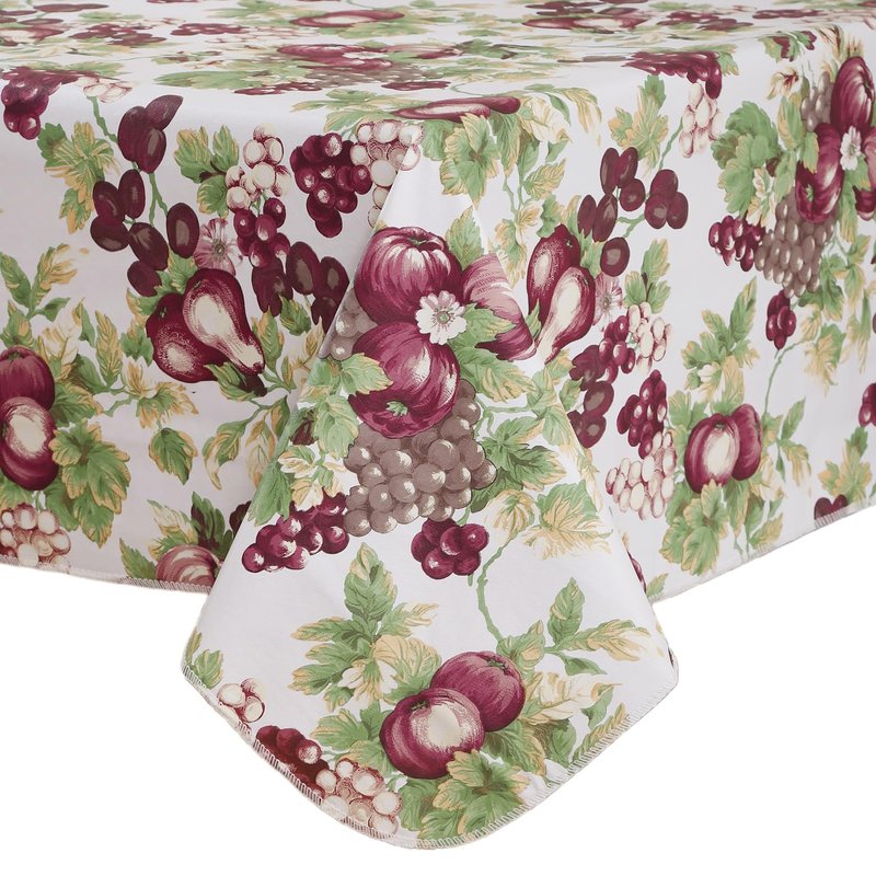 Walrus Heavy Duty Vinyl Tablecloth with Flannel Backing Waterproof Oil-Proof Plastic Table Cloth Stain-Resistant Wipeable Rectangle or Square Table Cover for Indoor and Outdoor (Fruits, 60x84 Inch)