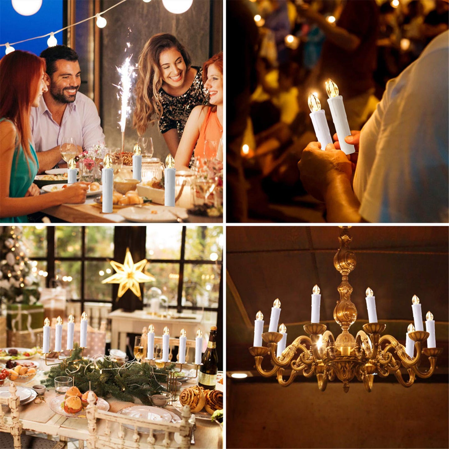 MIXALY 10 PCS Flameless Tapers - Battery Operated LED Window Candles with Remote Updated Timer Function - Christmas Candles Warm White - Perfect for Wedding/Party/Birthday Decor