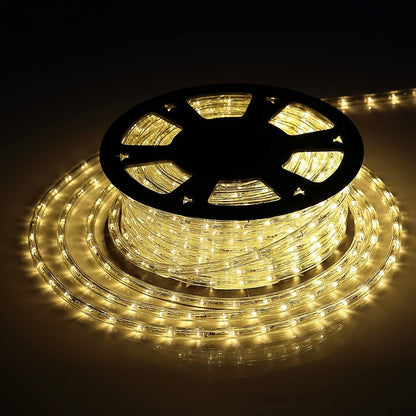 Tuanchuanrp LED Rope Lights, 100ft 110V Waterproof Rope Lights for Outside, Outdoor String Lights, Ideal for Eaves, Backyards Garden, Christmas Decoration(Warm White)