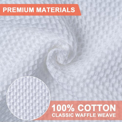 BOOMIBOO 6-Pack Kitchen Dish Cloths, 100% Cotton Waffle Weave, Ultra Soft Absorbent, Quick Drying Dish Towels, 12x12 Inches,White