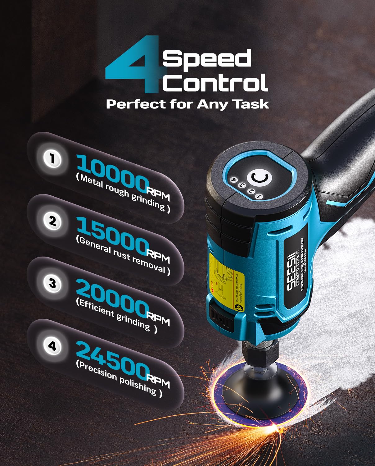 SEESII Electric Cordless Car Jack +Cordless Right Angle Die Grinder Kit
