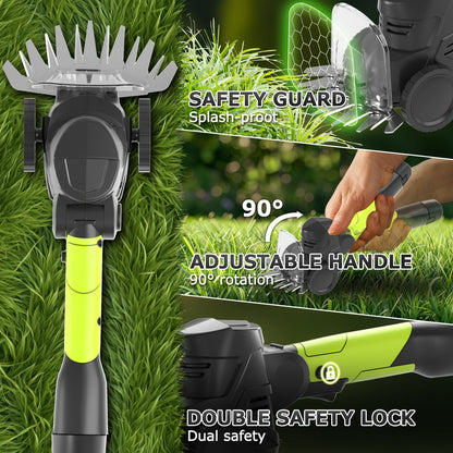 3-in-1 Cordless Hedge Trimmer: 13ft Reach & Adjustable Pole Hedge Trimmer - Lightweight with Dual Batteries - Grass Shears for Women Seniors - Garden Lawn Shrub Pruning Tool