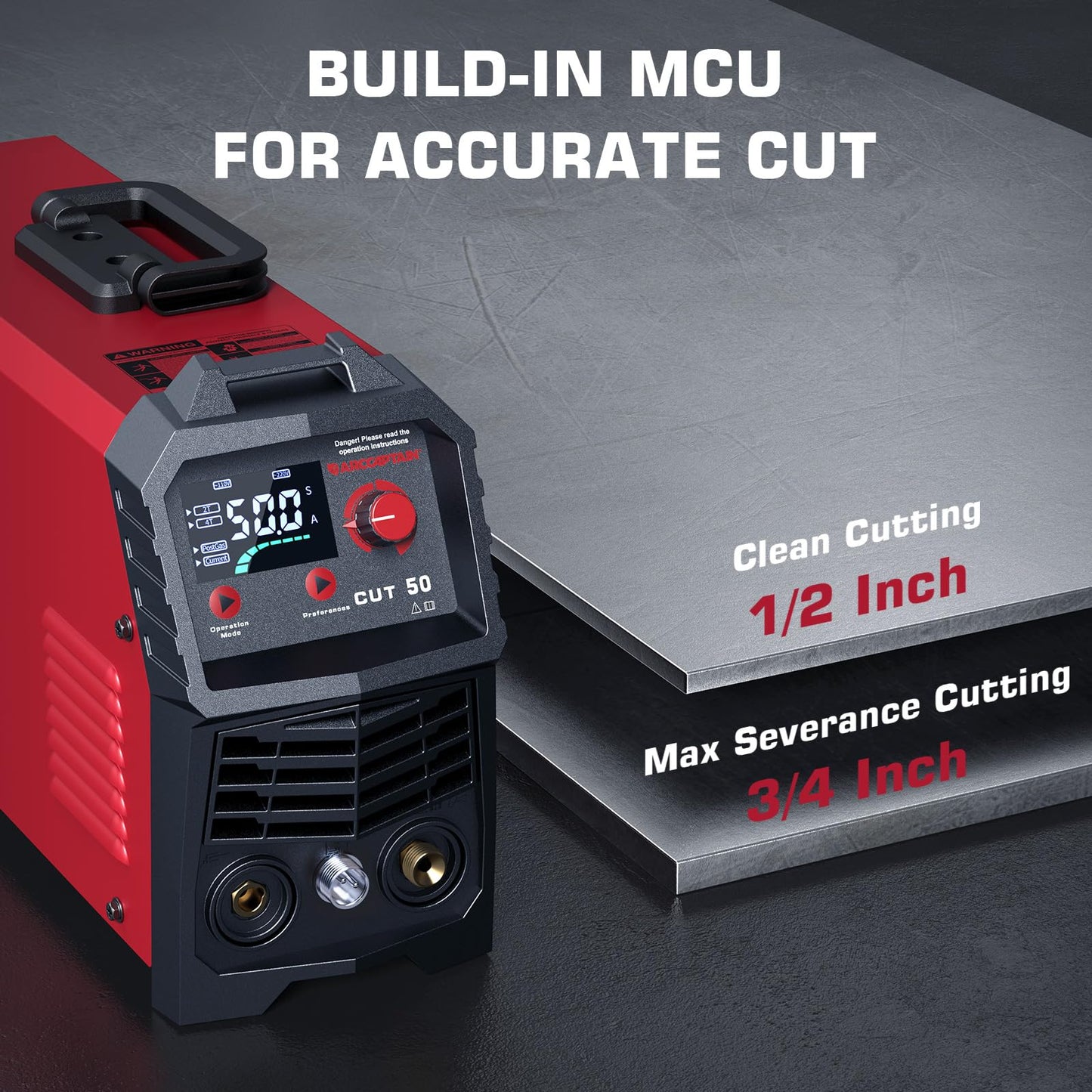 ARCCAPTAIN 50Amps Plasma Cutter Machine with 110/220V and True Color Auto Darkening Welding Helmet