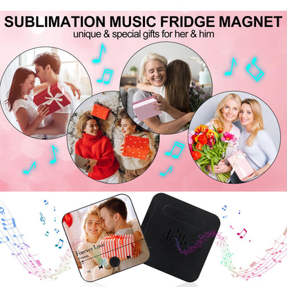 2PCS Sublimation Music Fridge Magnet Blank-Personalized Music Fridge Magnets, Print Any Photo You Like, Home Decor Gifts Can Play Music for Couples and Music Lovers