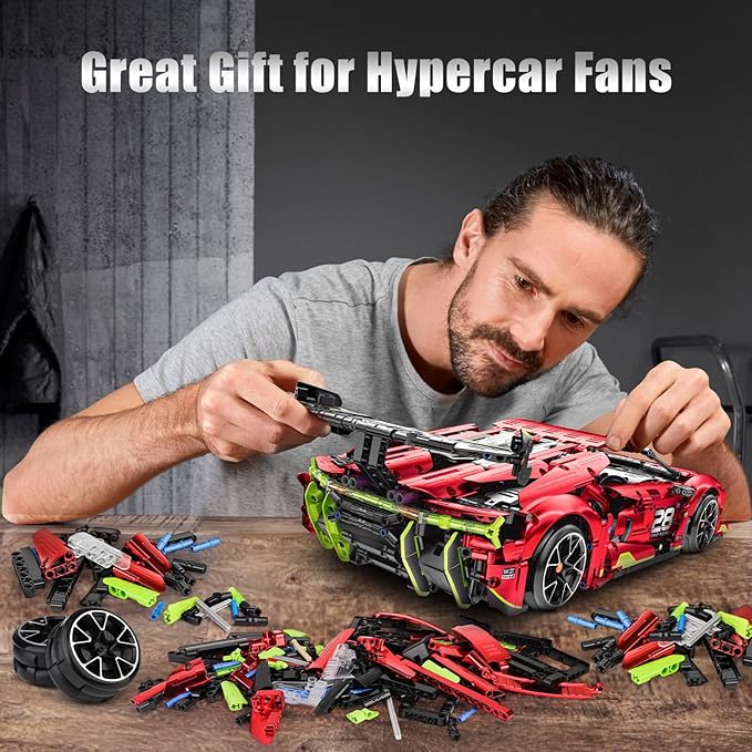 Remote Control Super Car Building Kits 1835PCS Technique Plated Race Car Building Set for Adults Men Teens - with 5 Fast Motors Electric Height Adjustment &amp Drift Spin Wheels