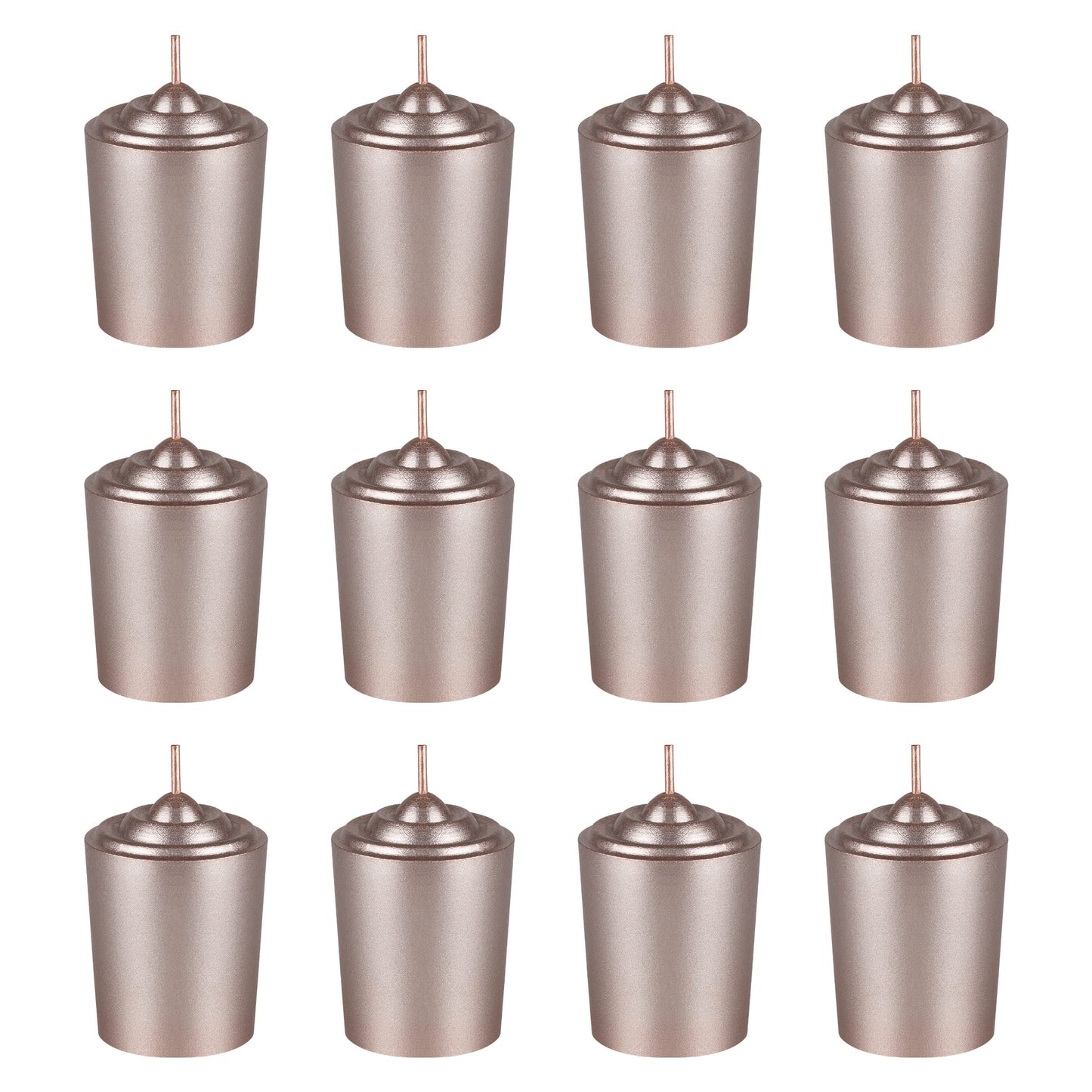 Mega Candles 12 pcs Unscented Rose Gold Votive Candles, Hand Poured Wax Candle 15 Hour 1.5 Inch x 2.25 Inch, Home Décor, Wedding Receptions, Centerpieces, Occasions, Events, Festivities, Meditations