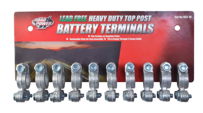 Road Power 903-10 Top Post Battery Terminal; 10-Pack; Chrome; 6 and 12-Volt