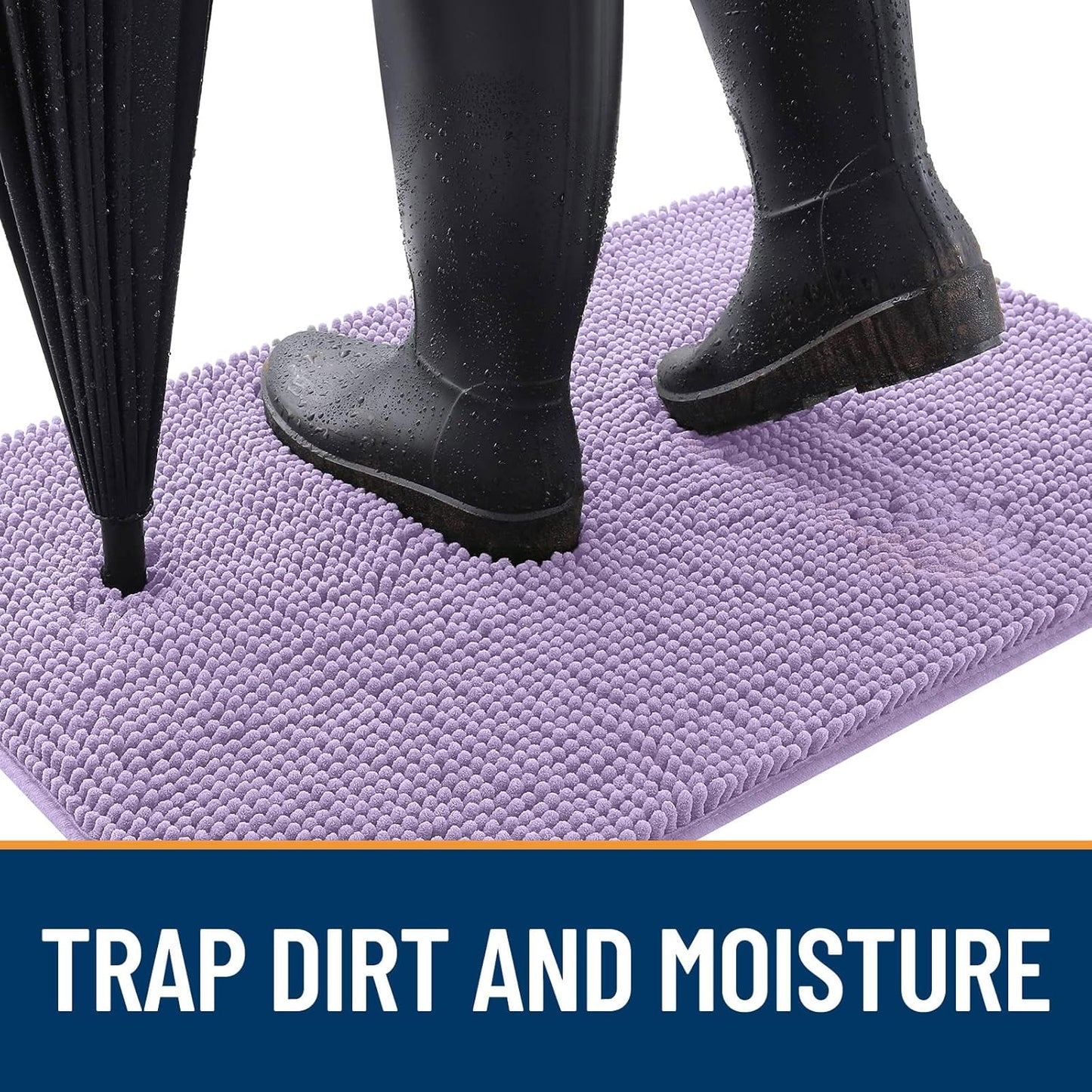 OLANLY Dog Door Mat - Absorbent Non-Slip Washable Doormat for Muddy Paws | 47x20 Inches, Lavender