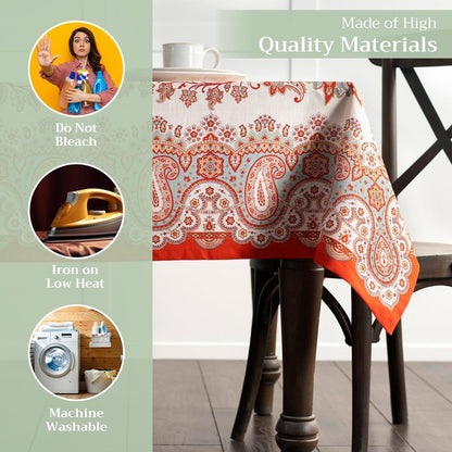 Maison d' Hermine Table Cloth Rectangle Table 100% Cotton 54 x 72 Inches Fall Tablecloth Reusable Everyday Use for Thanksgiving Christmas Decorations Dining Farmhouse Party (Cachemire)