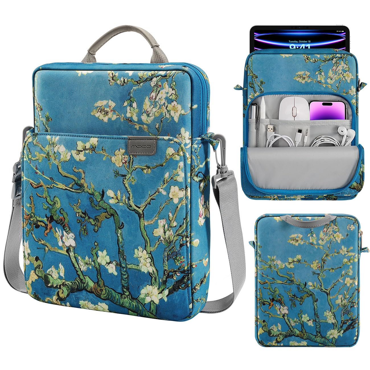 MoKo 15 Inch Laptop Sleeve Bag Fits MacBook Air 15" M2 2023, MacBook Pro 14" M2 2023, Galaxy Tab S9 Utra 14.6" 2023, Handle Carrying Case with Shoulder Strap, Indigo